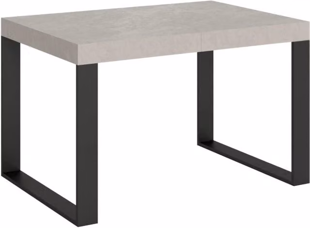 Tavolo Allungabile Moderno con Piano in MDF Laminato Opaco e Gambe in Metallo, Colore Beige e Grigio, L: 120-380 cm x P: 90 cm – 1