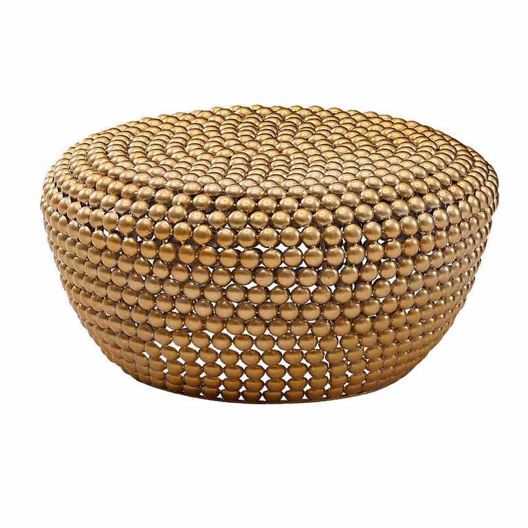 Tavolino in alluminio oro 60x60x30 cm tavolo soggiorno metallo rotondo | Wohnling