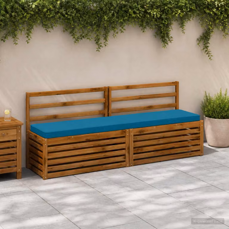 Set di 2 cuscini per panchina vidaXL VUGHT blu in poliestere con rivestimento rimovibile e resistente ai raggi UV