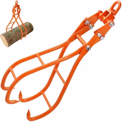 Pinza Forestale per Tronchi VEVOR in Acciaio Arancione con 4 Griffe Girevoli, Portata max. 1500 kg, Lunghezza 914,4 mm
