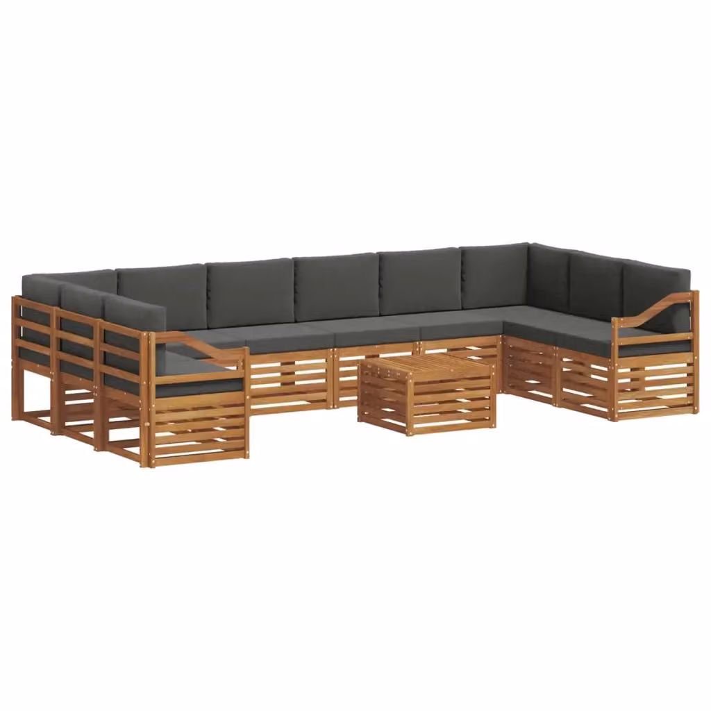 Set di divani da esterno vidaXL in legno di acacia con tavolo da caffè, 11 pezzi, beige e antracite – 2
