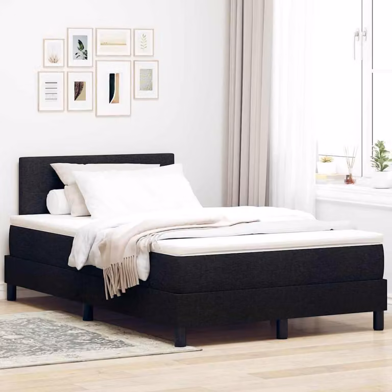 Maison Exclusive - Letto boxspring con testiera, nero, 120 x 190 cm, tessuto