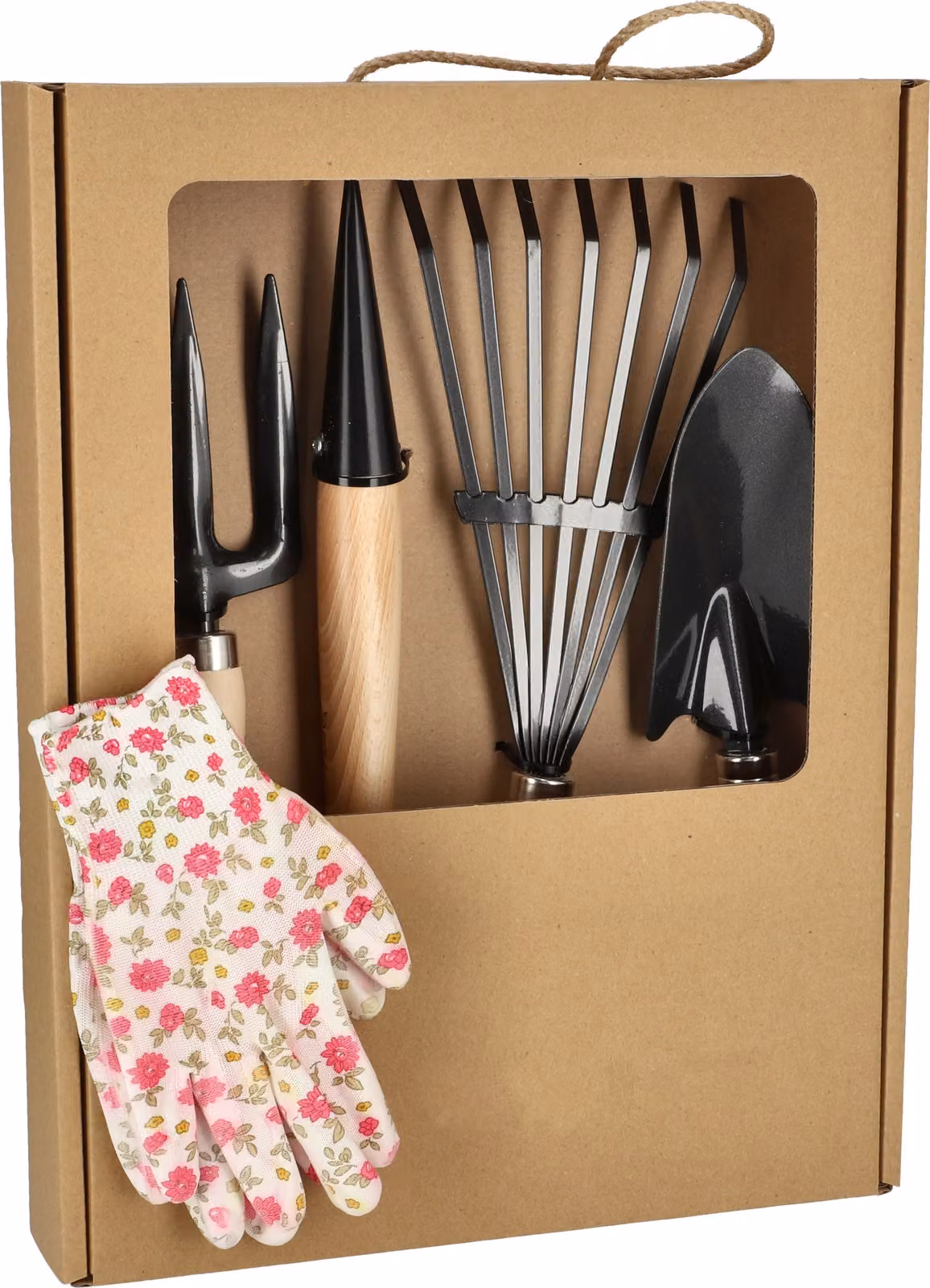 KOTARBAU® Mini set di attrezzi da giardino 5 pezzi: rastrello, forca, cazzuola, guanti