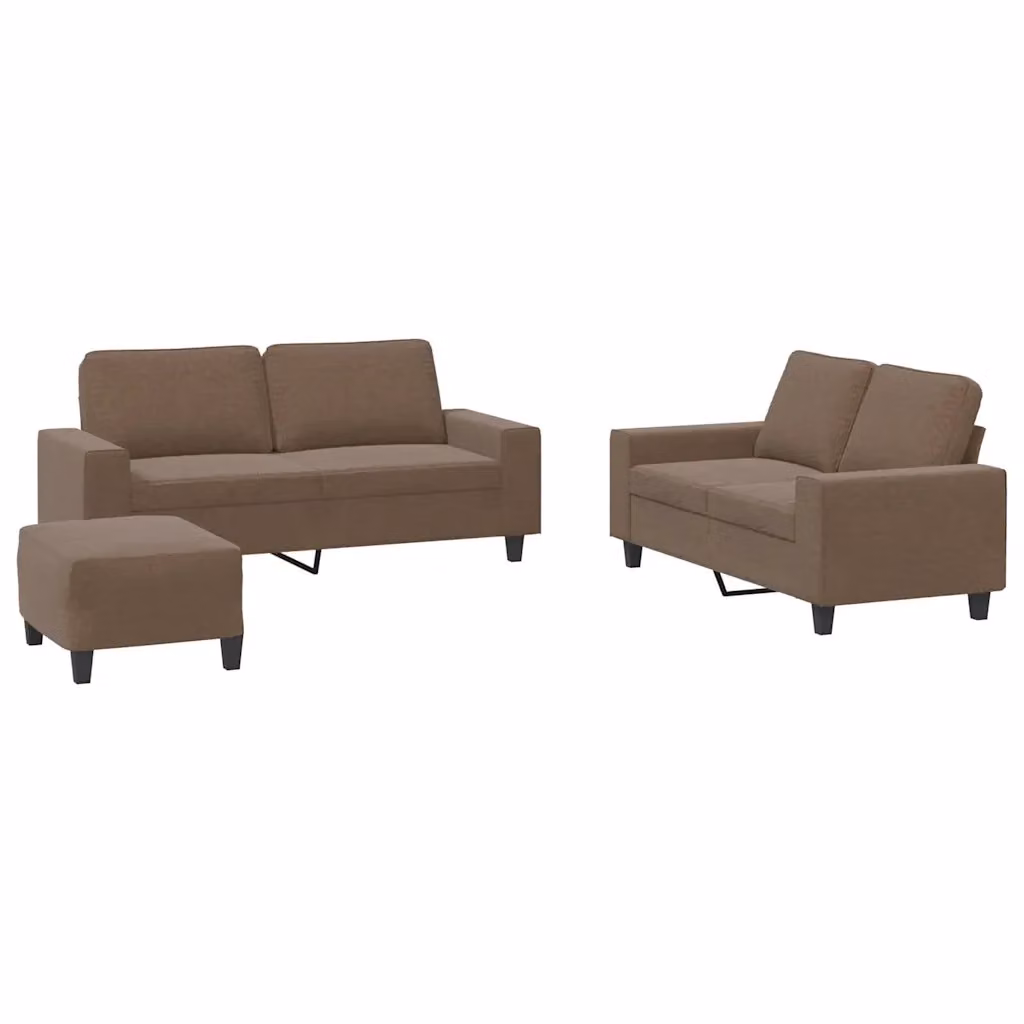 Set di divani 3 pezzi vidaXL in tessuto marrone con cuscini decorativi per soggiorno in stile moderno – 2