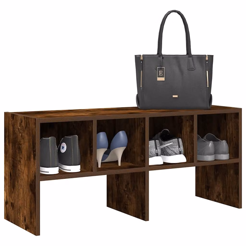 Scarpiera impilabile moderna vidaXL in legno color rovere fumo, L 89,5 cm x P 30 cm x H 40 cm