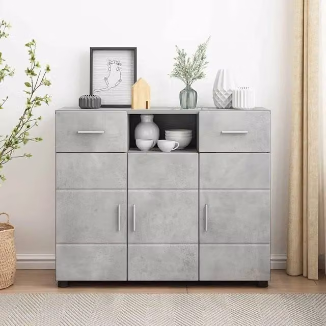 Credenza Buffet da cucina moderna vidaXL in legno, Grigio, L 88,5 x P 30,5 x H 73 cm