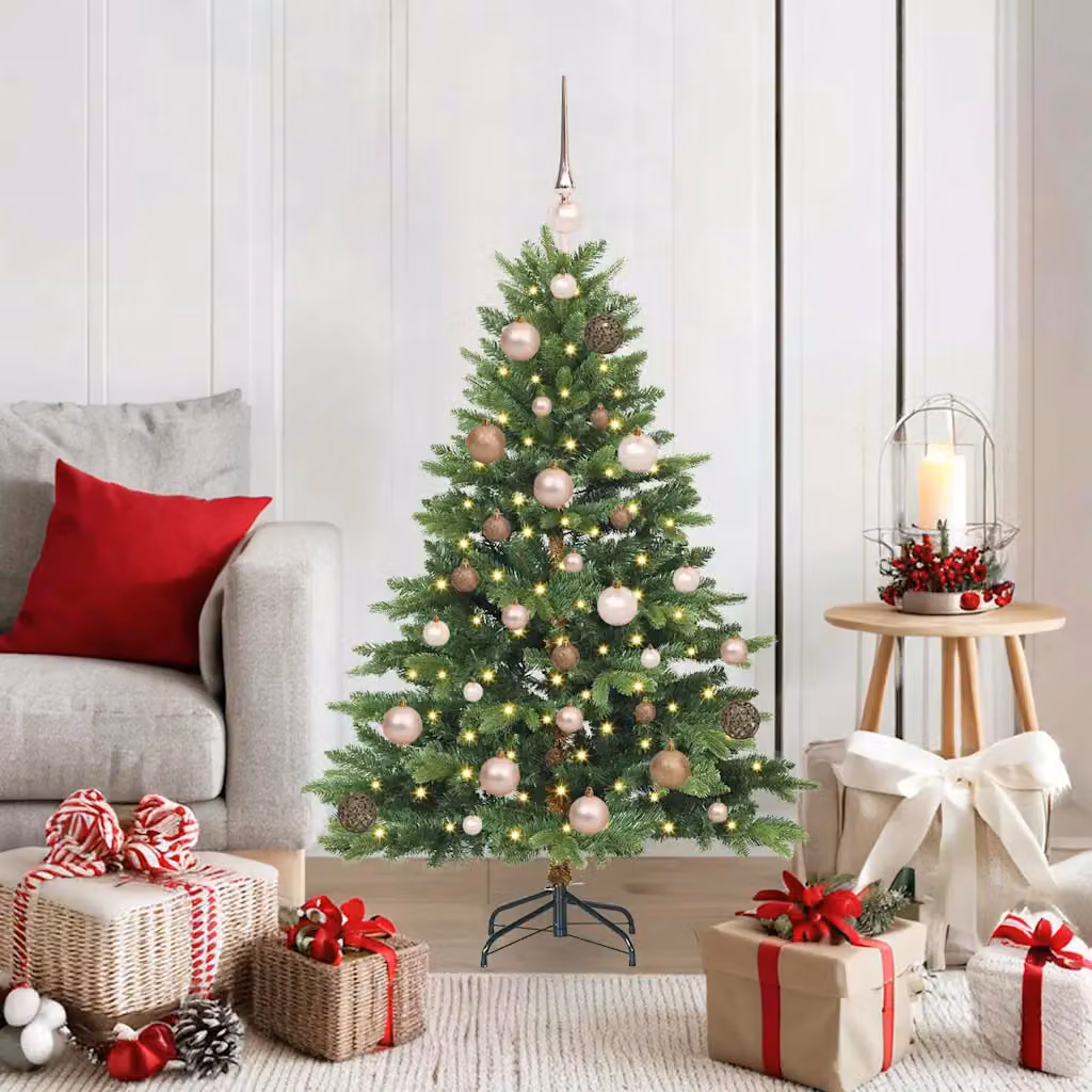 Albero di Natale artificiale vidaXL verde con 150 LED luce bianca calda in PE e PVC, Altezza: 120 cm