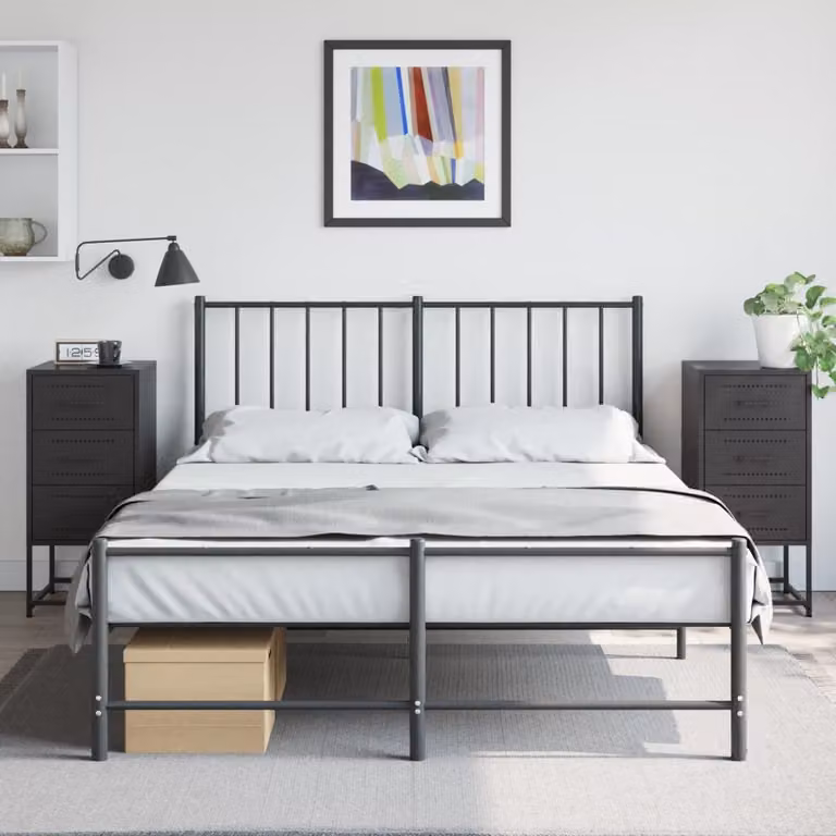 Set di 2 comodini vidaXL in metallo nero opaco stile industriale, L/P/H: 36 x 39 x 78 cm