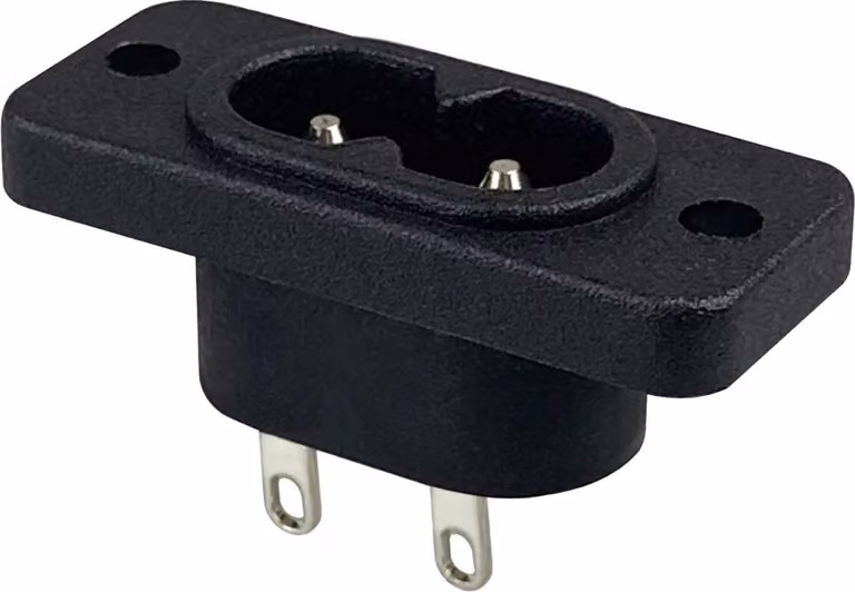 Connettore IEC C8, 250V/2A con montaggio su telaio a 2 fori