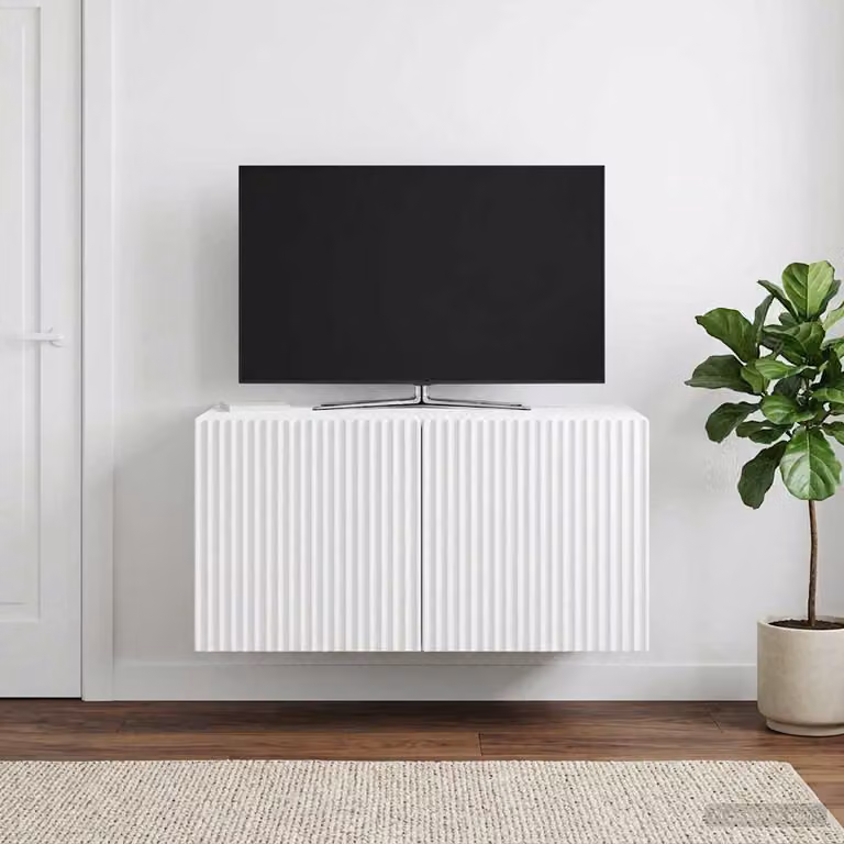 vidaXL Mobile Porta TV da Muro Moderno Bianco in MDF L: 59,5 cm, P: 41 cm, H: 30 cm