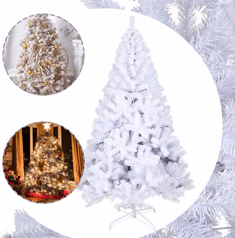 Jopassy albero di Natale con LED all'interno abete artificiale decorativo bianco 180cm RGB