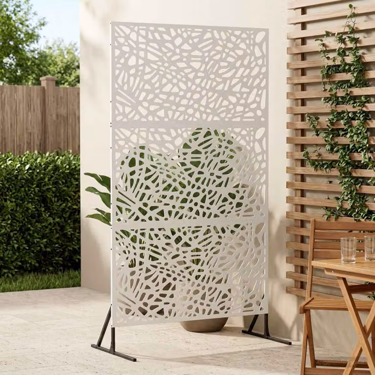 vidaXL Paravent per Privacy Semi-trasparente in Acciaio Bianco L/P/H: 100 x 50 x 180 cm