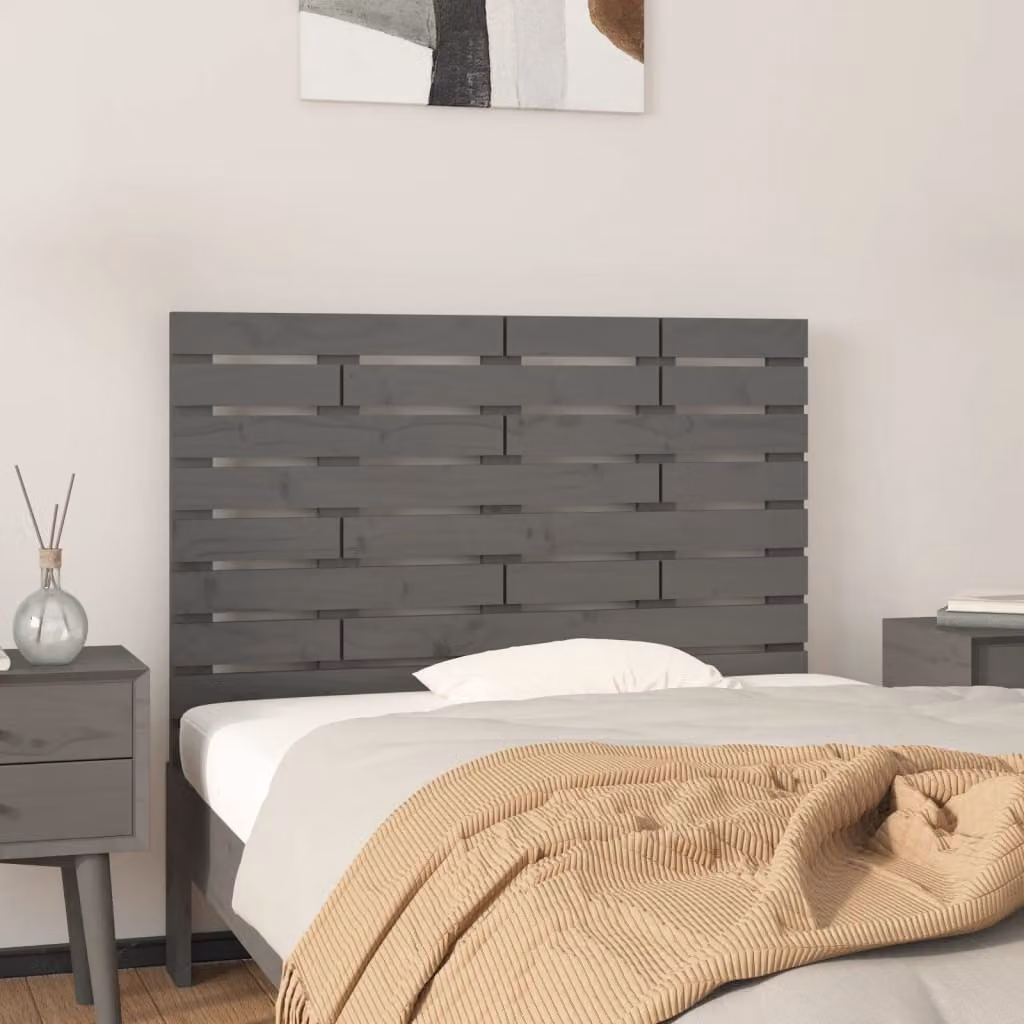 Testiera da parete vidaXL in legno massello di pino grigio, L 81 cm x P 3 cm x H 63 cm