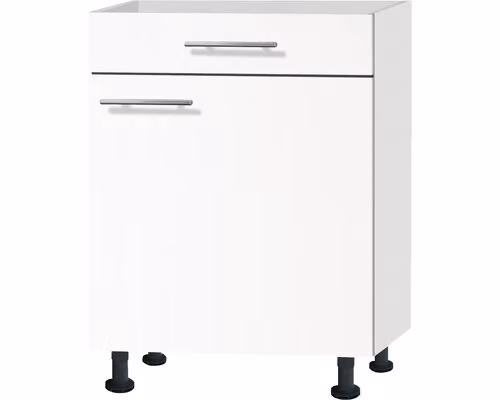 Mobile base Optifit con cassetto e anta a battente Bengt932 LxPxA 60 x 58,4 x 87 cm bianco opaco, smontato, battuta reversibile, KF
