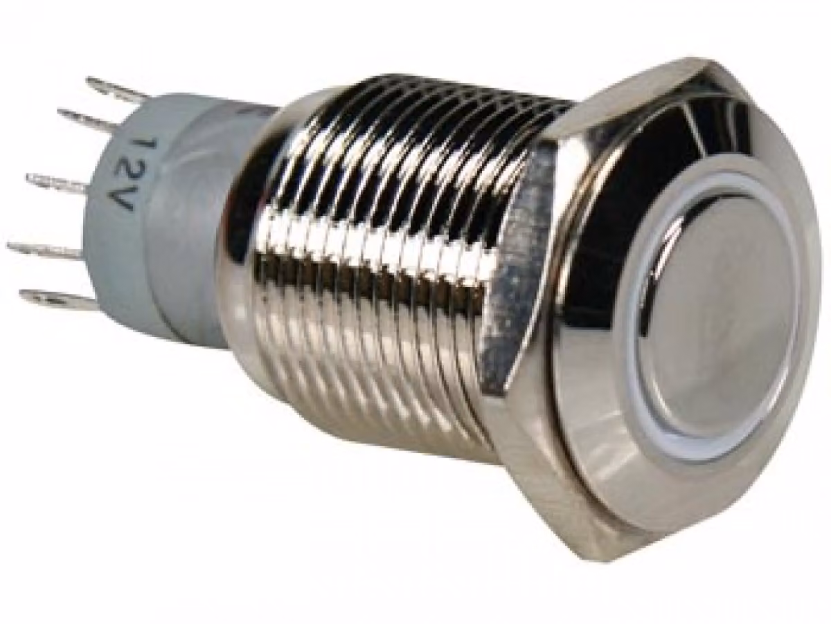 Pulsante rotondo in metallo Spdt 1No 1Nc - Anello bianco