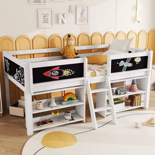 letto semialto pino bianco 90 x 200 cm