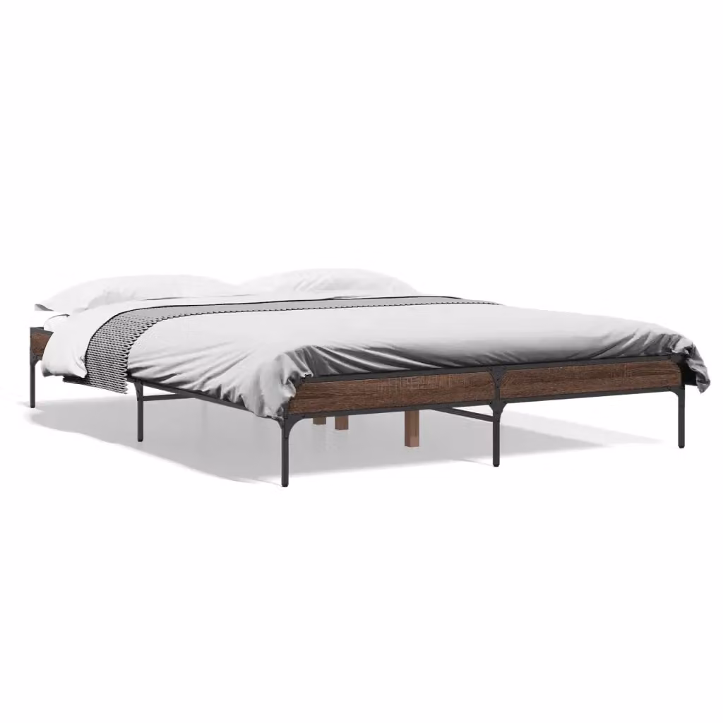 Letto Giroletto vidaXL in Rovere Marrone con Struttura in Legno e Metallo L/P: 140 x 200 cm – 2