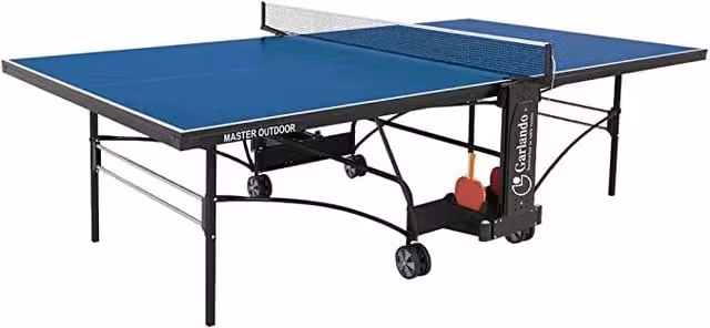 Garlando Tavolo da Ping Pong Master Outdoor con Ruote per Esterno Blu