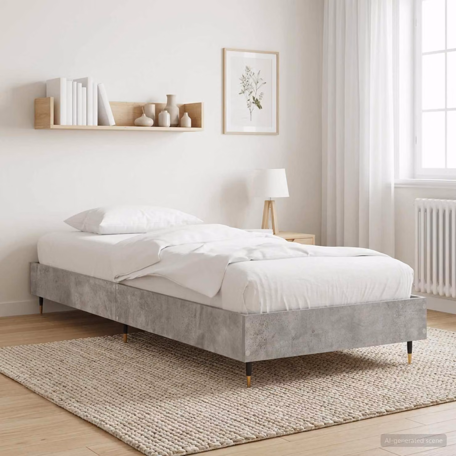 Struttura del letto moderna vidaXL in legno MDF grigio, L 80 x P 200 x H 40 cm