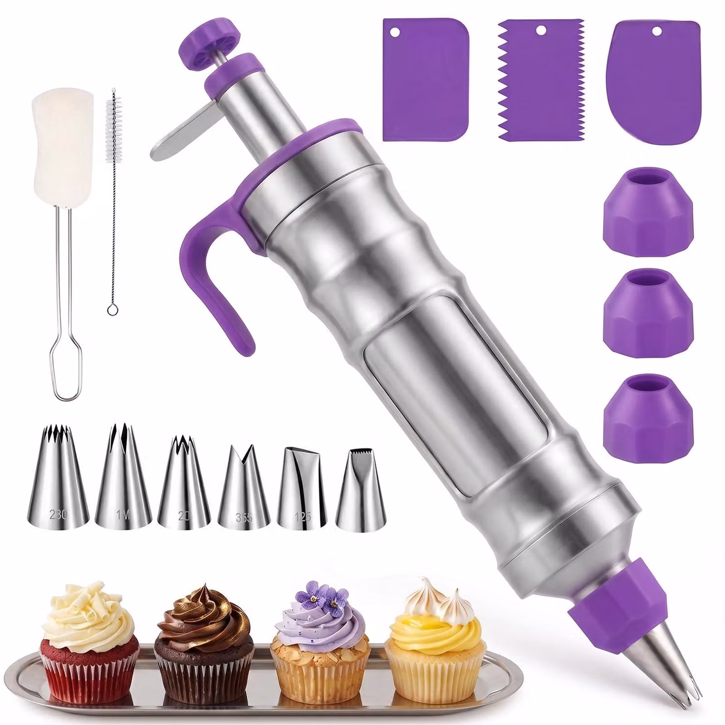 Set di strumenti per la decorazione di torte, con pistola a spruzzo e bocchette