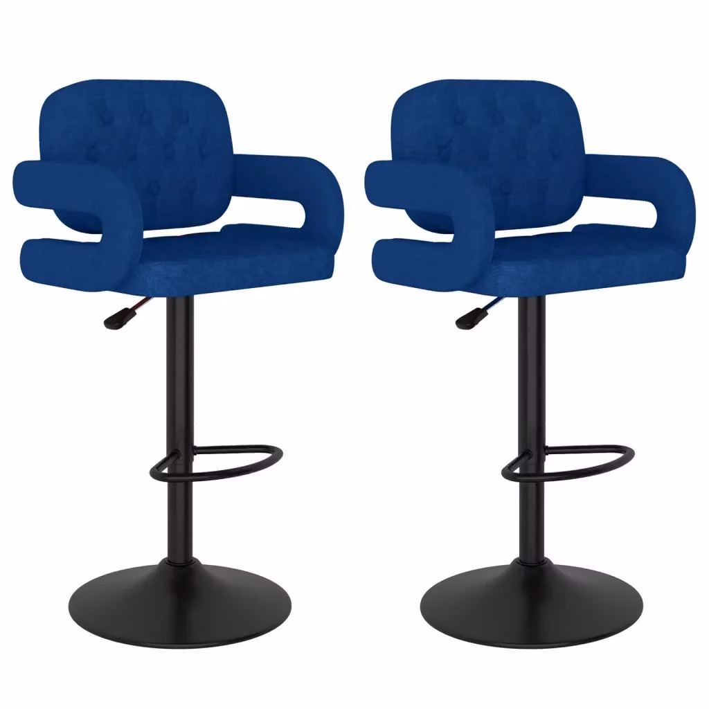 Set di 2 sgabelli da bar vidaXL blu in tessuto con seduta girevole a 360 gradi e struttura in metallo per soggiorno o sala da pranzo – 2