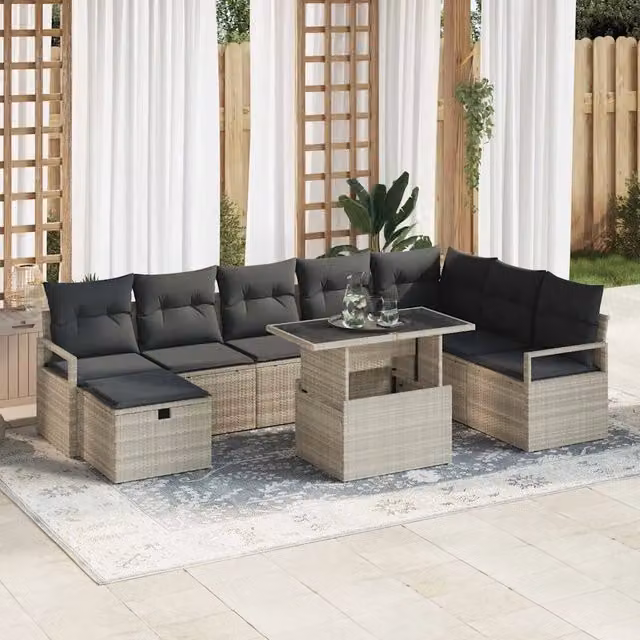 Set Divano da Giardino 9 pz polyrattan 3359819