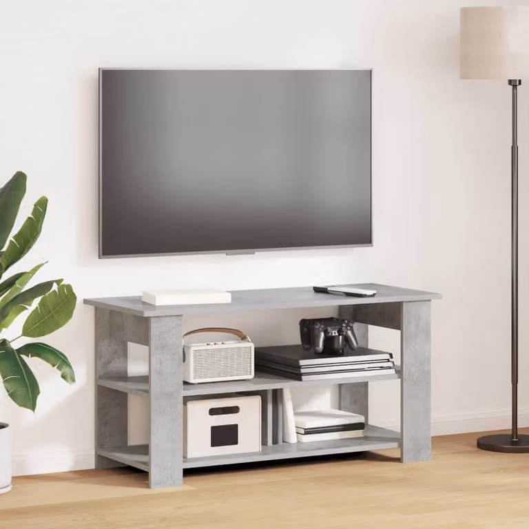 Supporto TV moderno vidaXL in legno e MDF, Grigio, L 100 x P 40 x H 50 cm