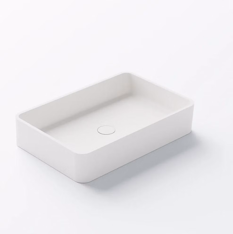 Steinberg Série 440 lavabo à poser, anguleux, sans trop-plein, 590x395x120mm, SOLIDSurface, 4407140W, 4407140W