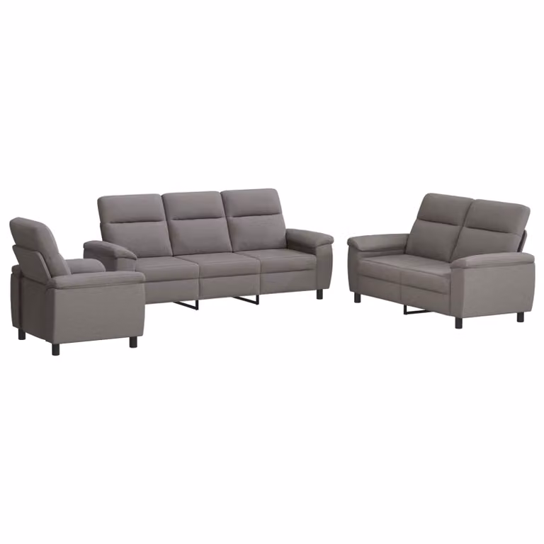 Set di divani 3 pezzi vidaXL in tessuto beige e grigio con struttura in metallo per soggiorno