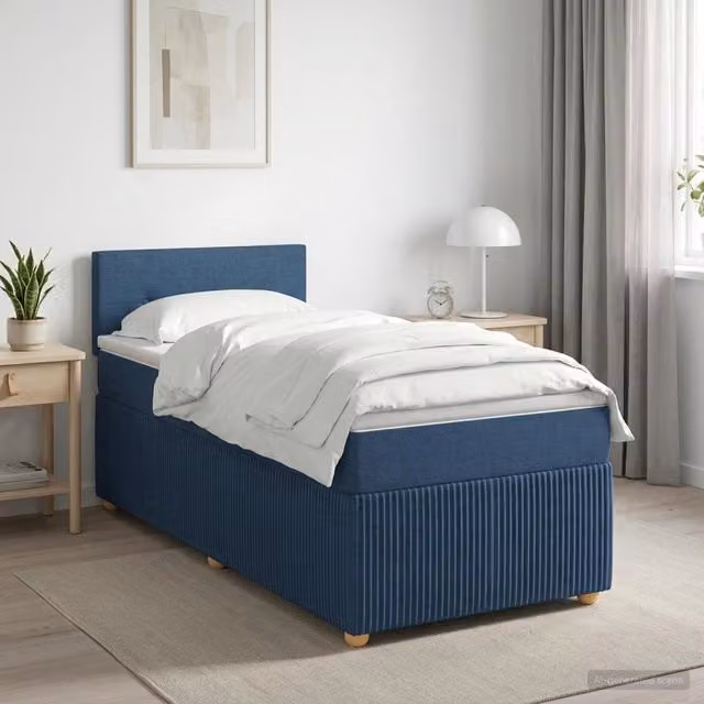Letto box spring con materasso ibrido vidaXL Blu e Bianco L/P/H: 200 x 80 x 76,5 cm – 1