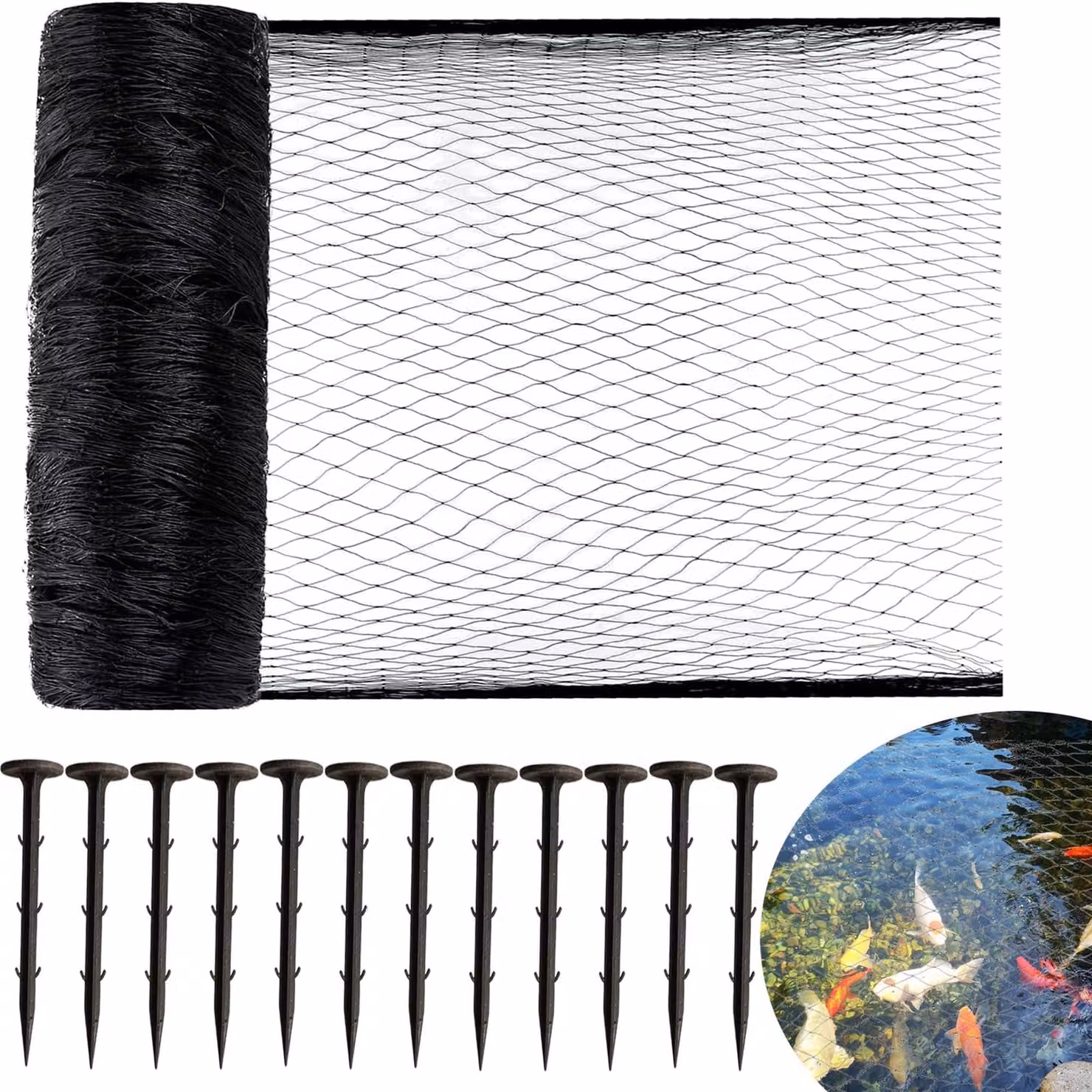 Reti per stagni, a maglia fine, con ancoraggi a terra, dimensioni 4 x 10 metri