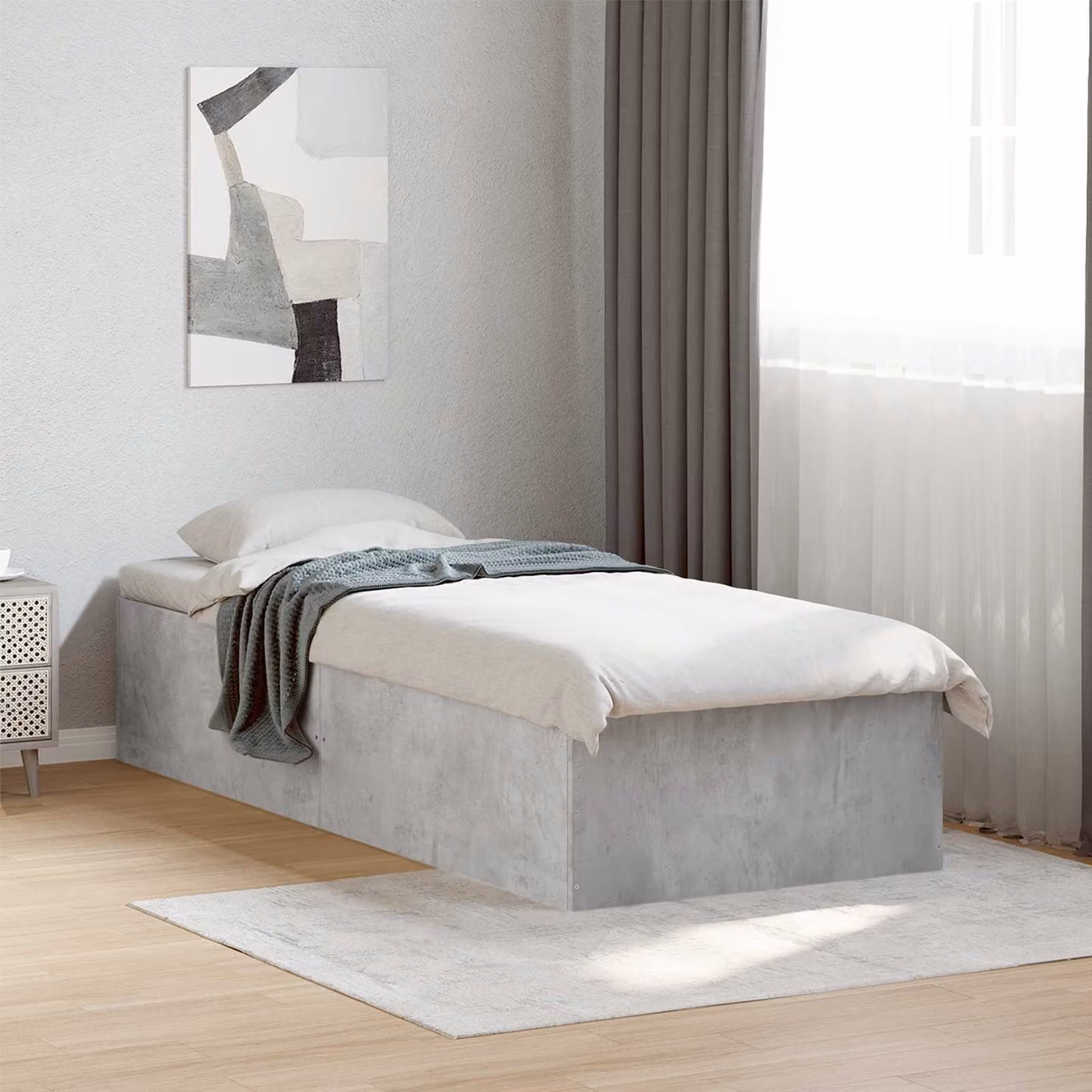 Struttura letto a pavimento moderna vidaXL in legno MDF grigio L: 80 cm, P: 200 cm, H: 45 cm