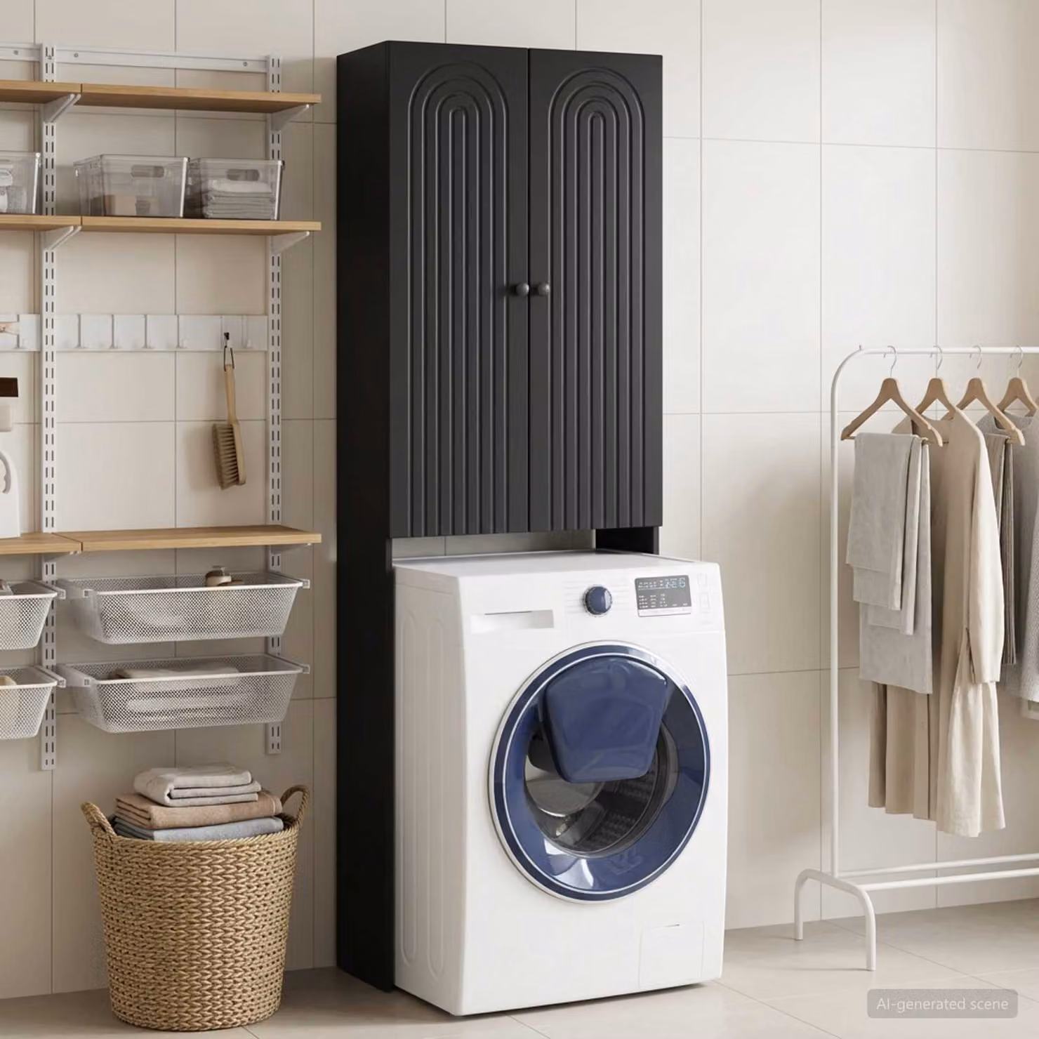Mobile Bagno vidaXL ALKMAAR Nero L: 66 cm, P: 25,5 cm, H: 190 cm