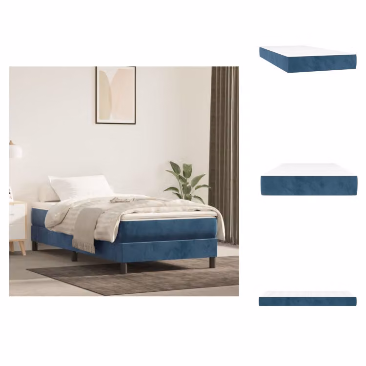 vidaXL Materasso a molle insacchettate blu scuro 90x200x20 cm in velluto - Materassi