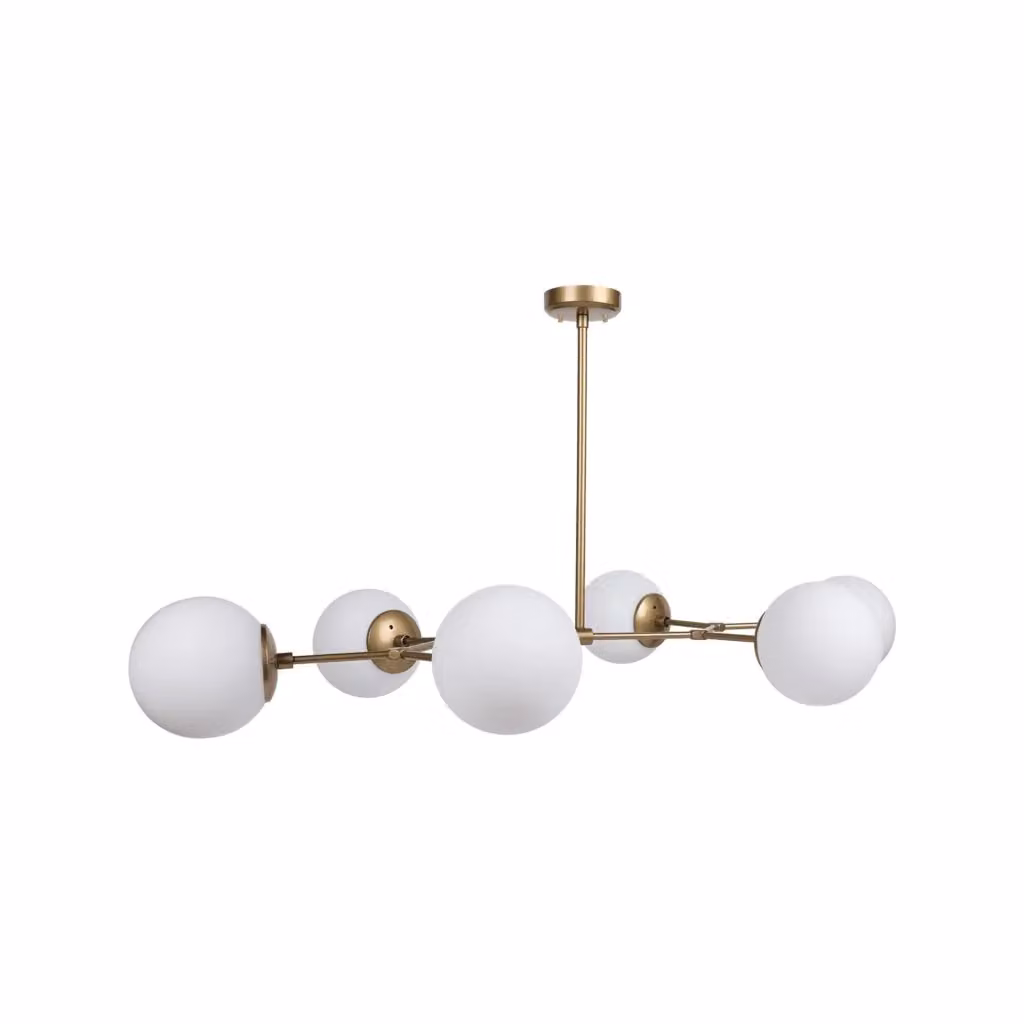 Lampada a sospensione Toano 892opv1639 in metallo e vetro, colore oro e bianco – 2