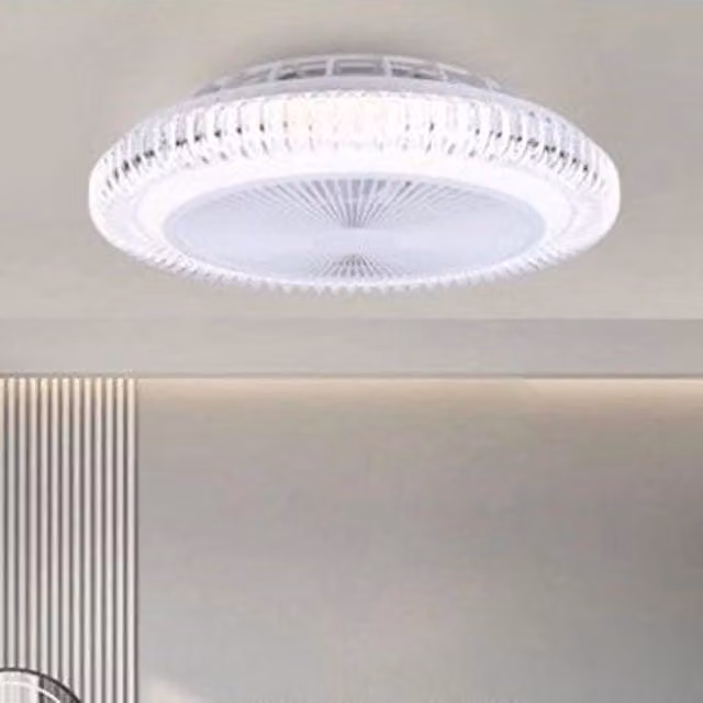 Trade Shop Traesio Lampadario con Ventilatore da Soffitto LED Bianco con Telecomando e Luce Regolabile 3000-6500K