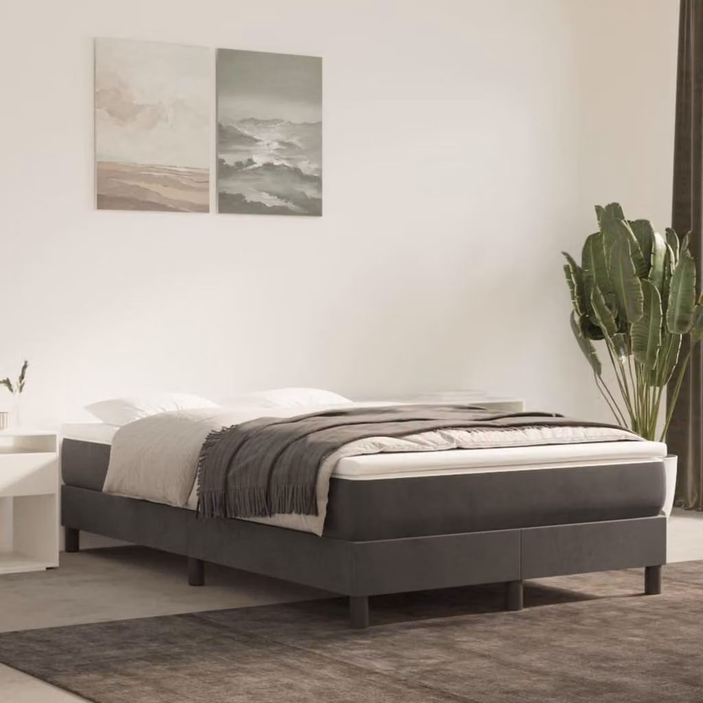 Maison Exclusive - Giroletto a Molle con Materasso Grigio Scuro 120x200 cm Velluto