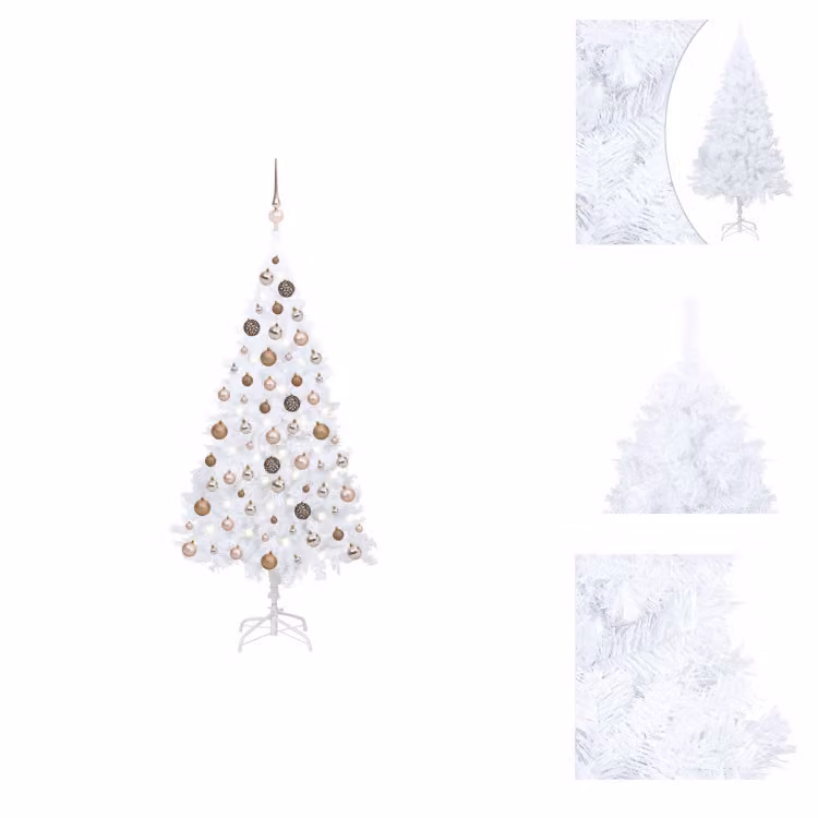 vidaXL Albero di Natale artificiale con luci e decorazioni bianco 150 cm - Alberi di Natale