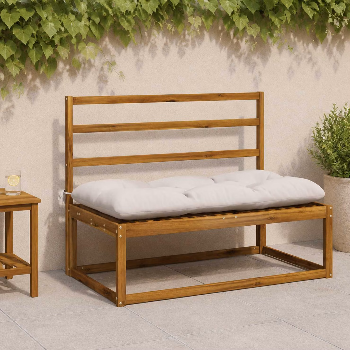 Cuscino per panchina vidaXL VIANEN bianco in poliestere con rivestimento rimovibile e resistente ai raggi UV