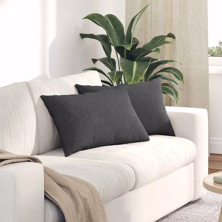 Set di 2 cuscini da divano vidaXL in velluto a coste grigio, L 60 cm x P 40 cm x H 40 cm