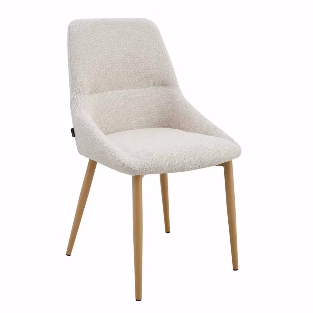 Sedia da pranzo Adney LÚZETE in tessuto color sabbia con gambe in legno di faggio – 2