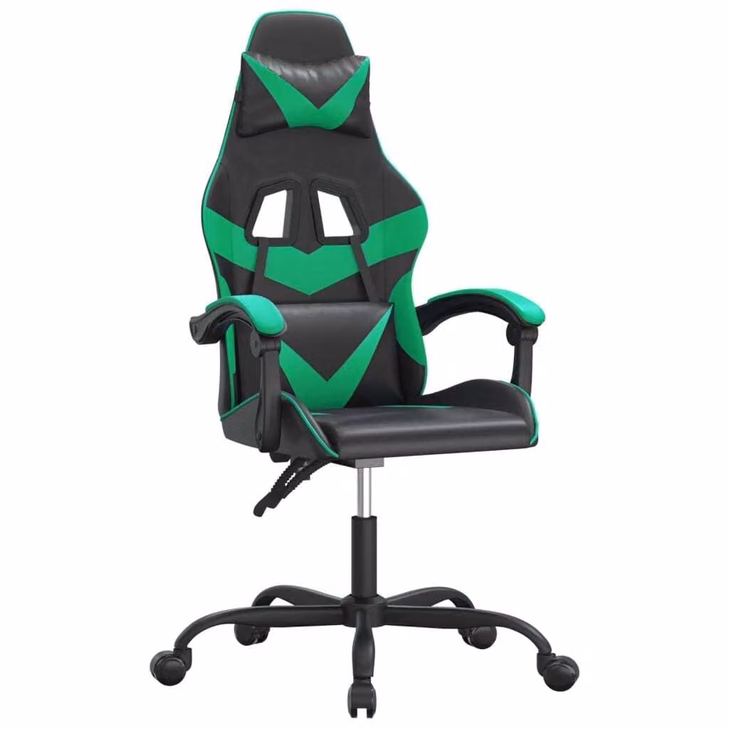Sedia da Gaming Nera e Verde in Pelle finta