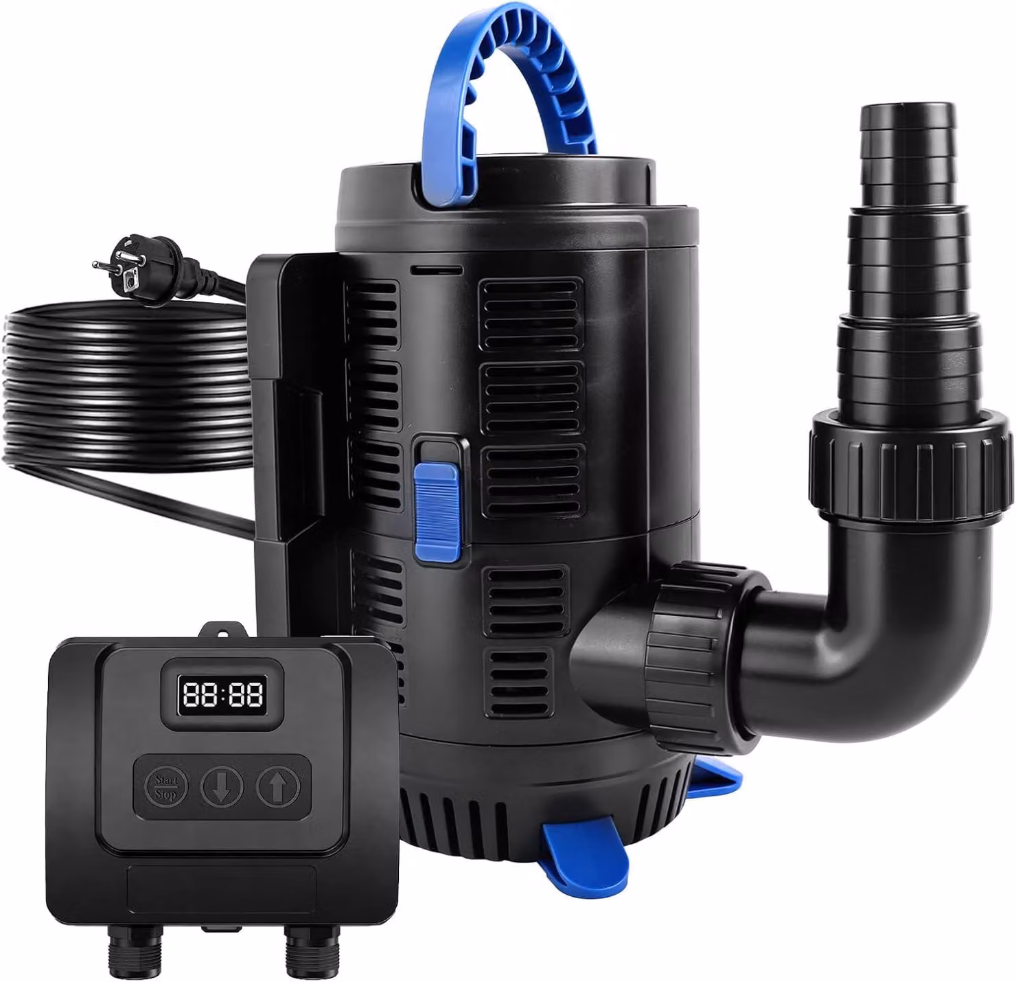 Pompa per laghetto regolabile per uso esterno, 15000 litri/ora, 37-180 W, pompa per ruscelli regolabile con controller multifunzione, pompa filtro, pompa per laghetto, pompa ecologica per il giardino