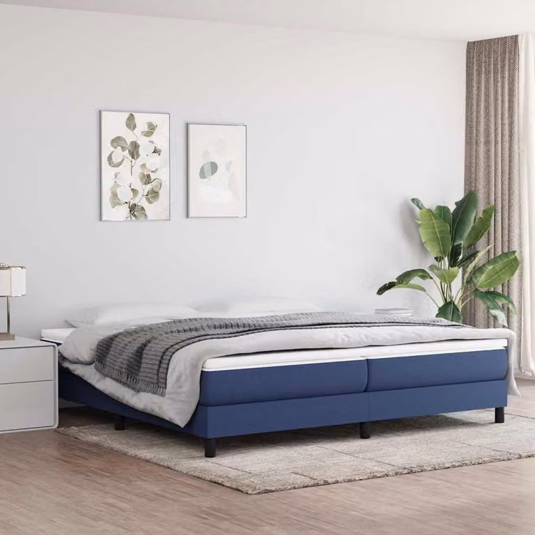vidaXL Struttura Letto a Rete a Molle in Tessuto Blu L: 200 cm, P: 200 cm, H: 25 cm