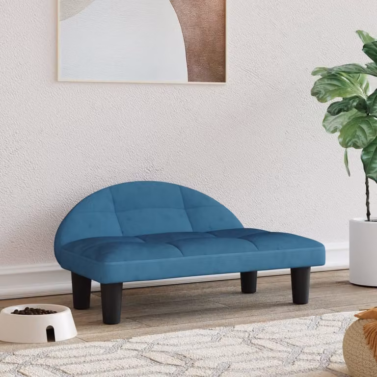 The Living Store Letto per cani Blu 70x52x30 cm in velluto