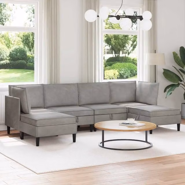 Set di mobili per il soggiorno 6 pz Grigio Chiaro Velluto 3413732