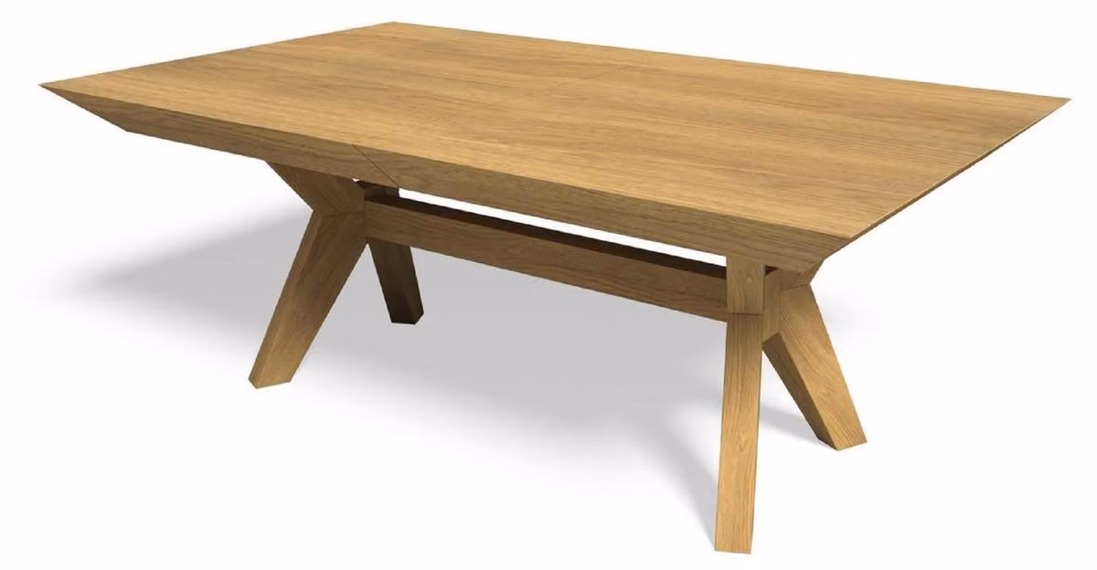 Tavolo da pranzo Casa Padrino colori naturali 190-382 x 110 x h. 77 cm - Tavolo da cucina allungabile in legno massello - Mobili da sala da pranzo - Mobili in legno massello - Mobili