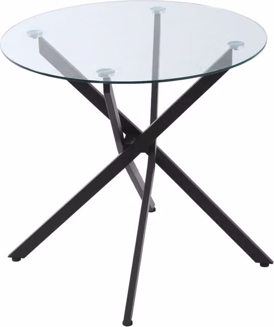 Tavolino Rotondo in Vetro con Gambe in Metallo ¨C Minimal ¨C Nero 80x80x75cm