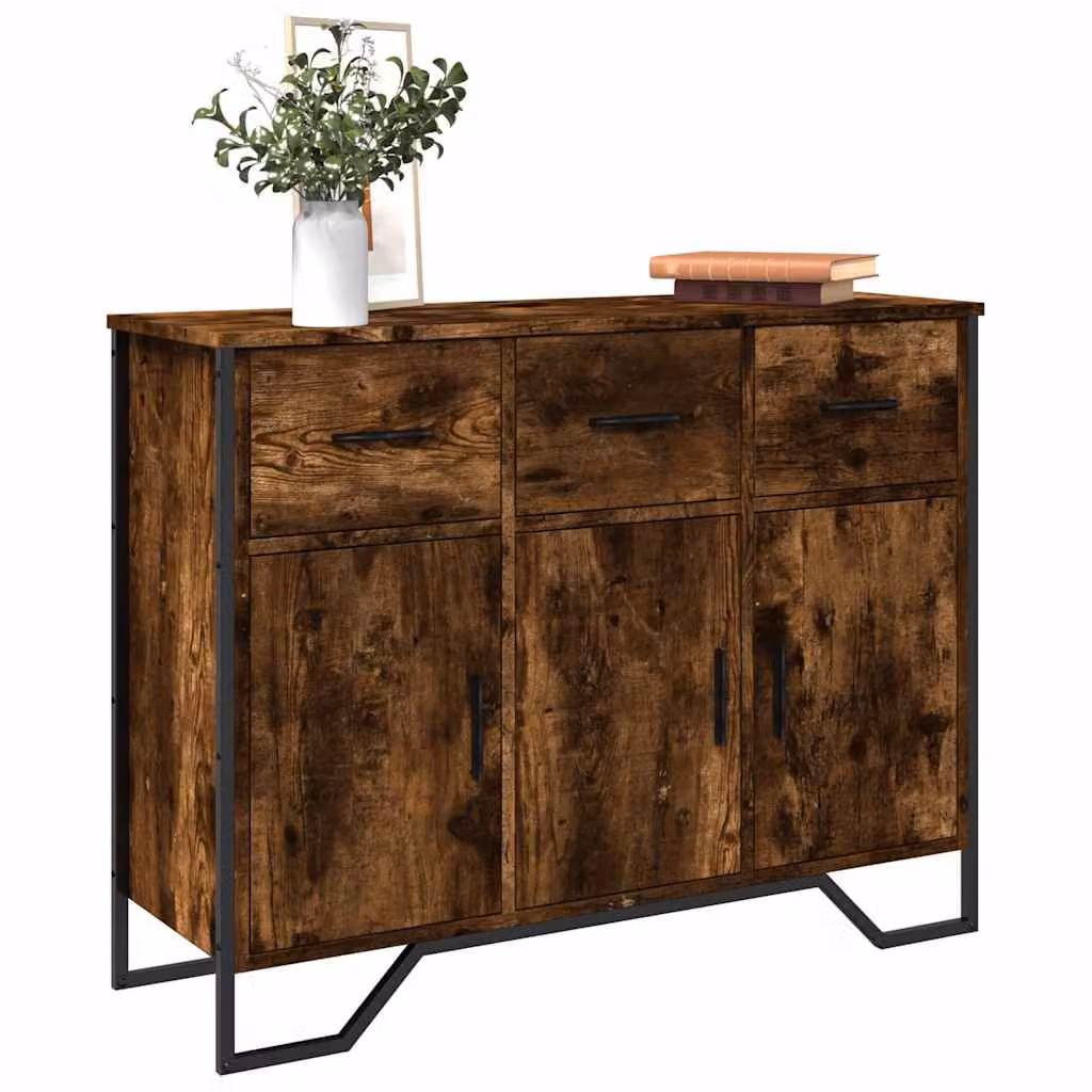 Credenza moderna vidaXL in legno multistrato color rovere fumo marrone L: 97 cm, P: 32,5 cm, H: 74,5 cm