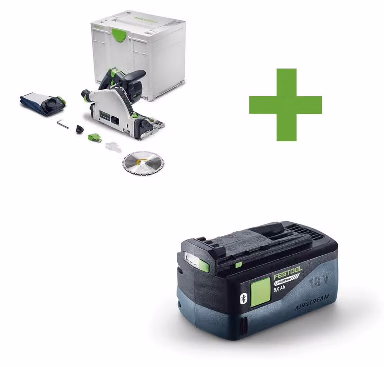 Sega a immersione a batteria Festool TSC 55 KSEB-Basic, modello 577988, con batteria BP 18 Li 5,0 HP-ASI, versione EU